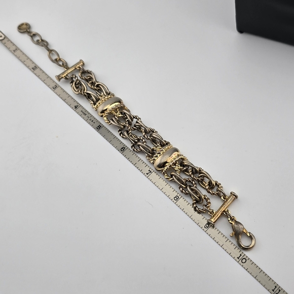 Givenchy Gold Tone Multi-Strand Chain Bracelet 10" Designer Logo Jewelry - Picture 9 of 12